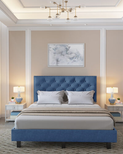Flipkart Perfect Homes Modern Solid Wood Queen Bed (Finish Color - Teal, Delivery Condition - DIY(Do-It-Yourself))