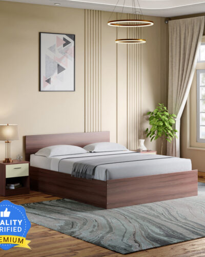 Godrej Interio Ewa Engineered Wood Queen Box Bed (Finish Color - Brown, Delivery Condition - Knock Down)