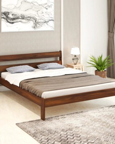 BLUEWUD Roverb Queen Size Double Bed Without Storage for Bedroom Home Furniture Engineered Wood Queen Bed (Finish Color - Brown Maple, Delivery Condition - DIY(Do-It-Yourself))