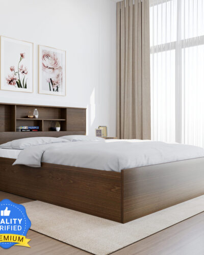 Nilkamal Mozart Headboard Storage Engineered Wood Queen Box Bed (Finish Color - Walnut, Delivery Condition - Knock Down)