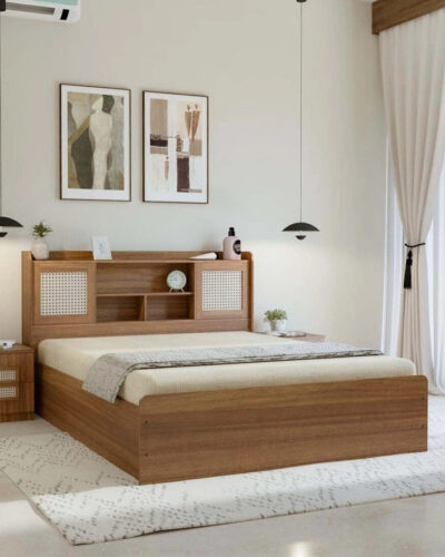 NEUDOT Sakura Engineered Wood King Box Bed (Finish Color - Leon Teak, Delivery Condition - Knock Down)