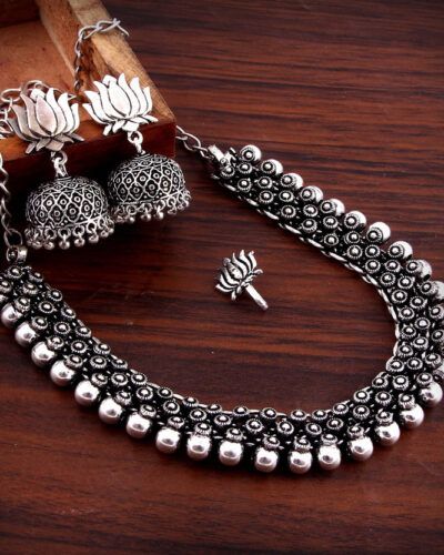 Oxidised Silver Silver Silver Jewel Set (Pack of 1)