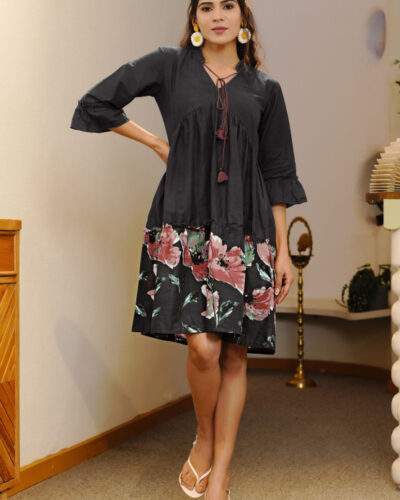 Women Ethnic Dress Brown Knee Length Dress