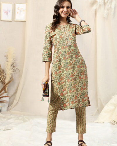 Women Pure Cotton Kurta Pant Set