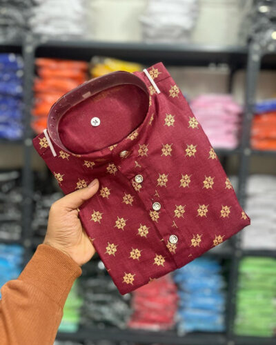 Men Printed Cotton Blend A-line Kurta (Multicolor)