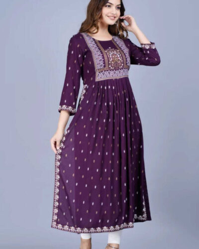 Women Printed Viscose Rayon A-line Kurta (Multicolor)