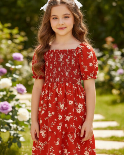 Disney Princess Girls Mini/Short Casual Dress (Red, Cap Sleeve)