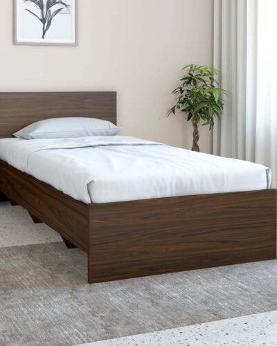 Nilkamal Arthur Engineered Wood Single Bed (Finish Color - Walnut, Delivery Condition - Knock Down)