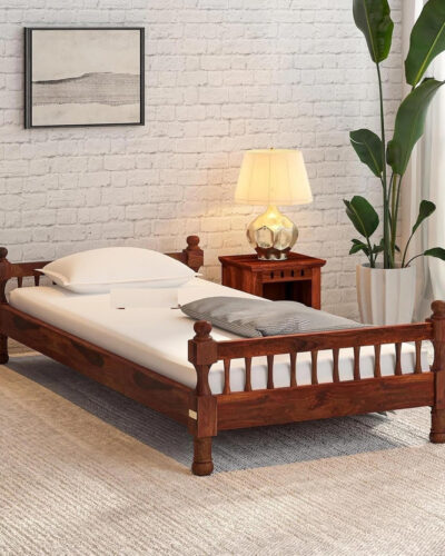UK FURNITURE Solid Wood Single Bed (Finish Color - Mahogany, Delivery Condition - DIY(Do-It-Yourself))