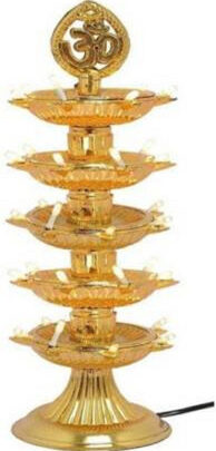 Blessing Shine 5 layer electric gold LED diya deepak light for diwali home temple decorative Plastic Table Diya (Height: 12 inch)