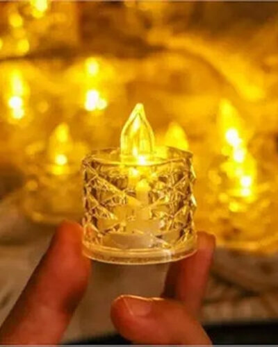 Silverlight 1 Pcs Acrylic Crystal For Home, Room, Festival diwali Decor Candle (Yellow, Pack of 1)