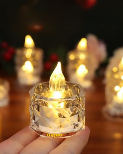 Silverlight 1 Pcs Acrylic Crystal For Home, Room, Festival diwali Decor Candle (Yellow, Pack of 1)