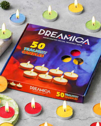 CW Dreamica Pack Of 50 , Long-Burning Multi Tealight Candles Candle (Multicolor, Pack of 50)