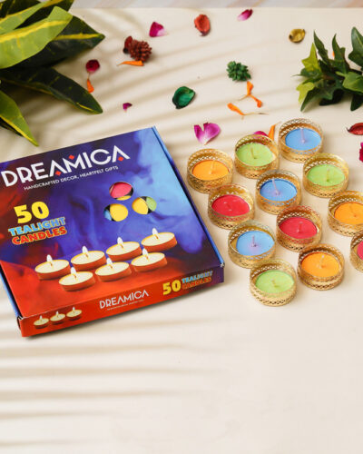 CW Dreamica Pack Of 12 Tealight Holders with 50 Multi Tealight Candle (Multicolor, Pack of 50)