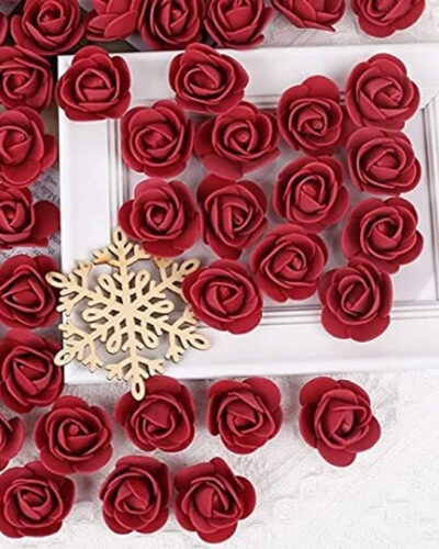 VRB Dec VRB DEC 100 Pcs Dark Red Artificial Foam Flowers Purple Wild Flower Artificial Flower (6 cm, Pack of 100, Single Flower)