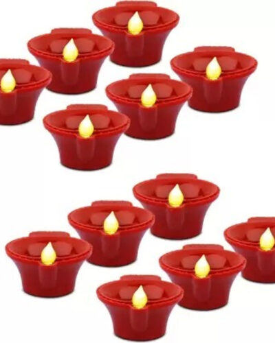THUNDER Water Sensor Led Diyas Candle with Water Sensing Technology, Led Diya Plastic Plastic (Pack of 18) Table Diya Set (Height: 2 inch)