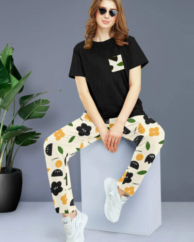Women Night Suit Set Multicolor Printed