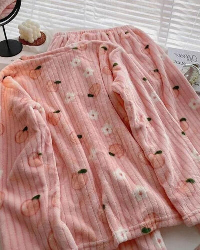Women Night Suit Set Pink Printed