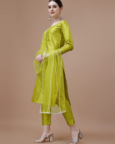 Women Art Silk Kurta Pant Dupatta Set
