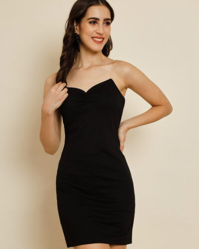 Women Sheath Black Above Knee/Mid Thigh Length Dress