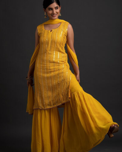 Women Georgette Kurti Sharara Set