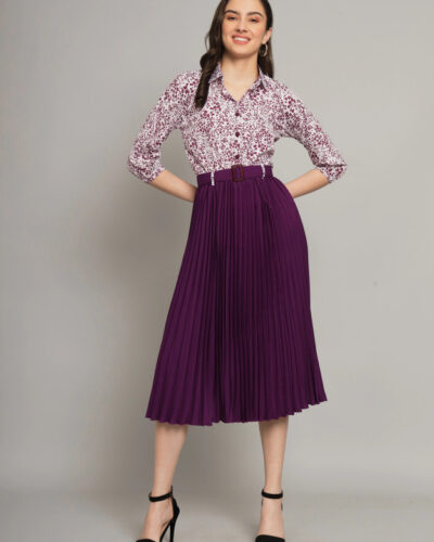 Women A-line Purple Midi/Calf Length Dress