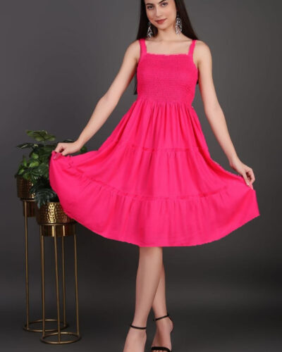 Women Fit and Flare Pink Knee Length Dress