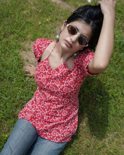 Women Printed Pure Cotton Straight Kurta (Red)