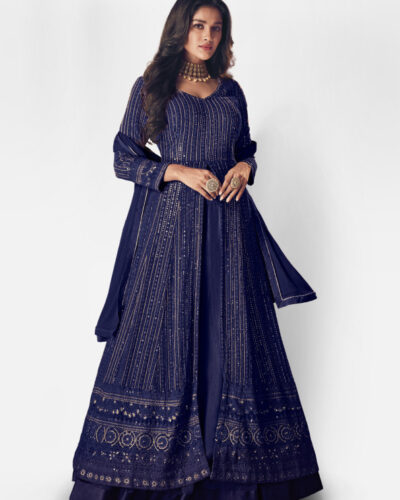 Unstitched Georgette Gown/Anarkali Kurta & Bottom Material Embroidered