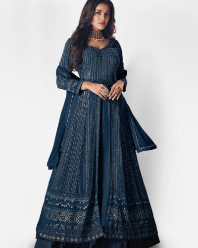 Unstitched Georgette Gown/Anarkali Kurta & Bottom Material Embroidered