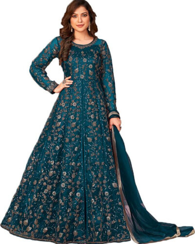 Semi Stitched Net/Lace Salwar Suit Material Embroidered