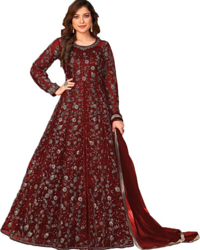 Semi Stitched Net/Lace Salwar Suit Material Embroidered