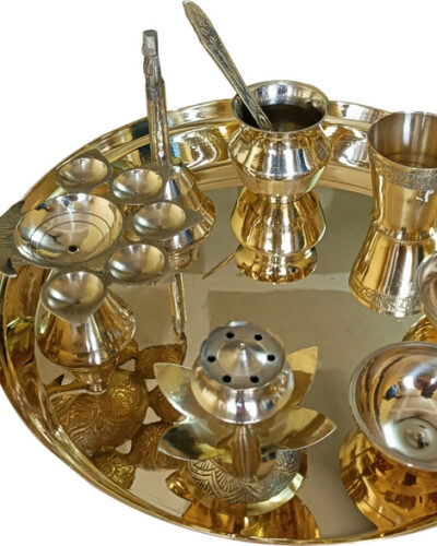 Craft World "Brass Karwa chauth Thali Set(9pcs set) . " Brass (Gold)