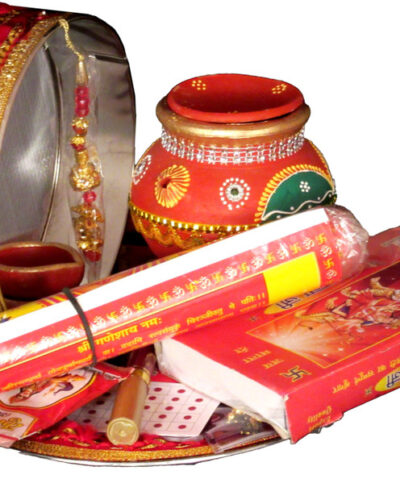 SUNINOW Karwa chauth pooja thali set|karwachauth thali set |karwa chauth thali Terracotta (22 Pieces, Multicolor)